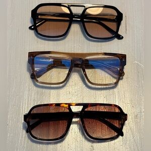 Three Fashion Sunglasses - Black, Light Brown, Tortoiseshell